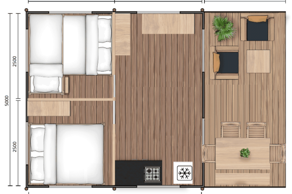 plan tente safari 3 lits 600x400 - Glamping voor Gezinnen in de Cevennen: Luxe Safaritent Huren in Zuid-Frankrijk