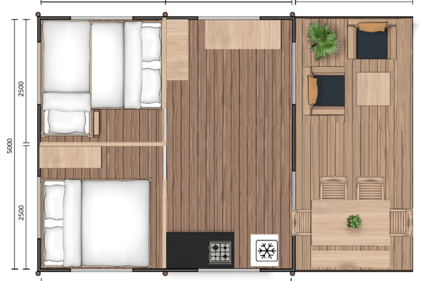 plan tente safari 3 lits 600x400 - Tente lodge | Tente Safari en Cévennes