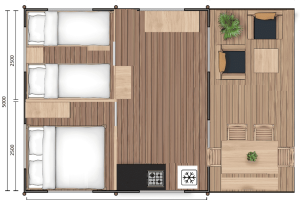 plan tente safari 4 lits 600x400 - Glamping voor Gezinnen in de Cevennen: Luxe Safaritent Huren in Zuid-Frankrijk